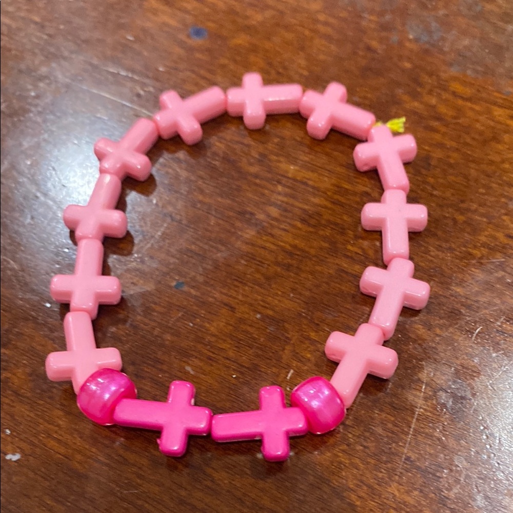 Pink Cross Bead Bracelet